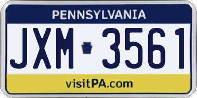 PA license plate JXM3561