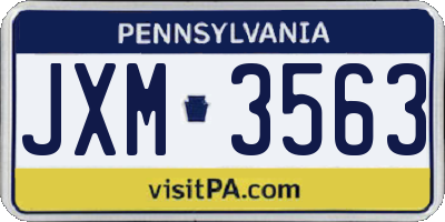 PA license plate JXM3563