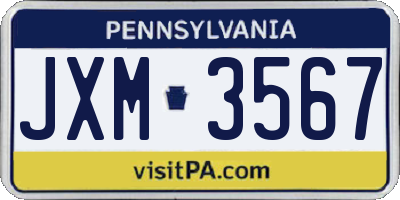PA license plate JXM3567