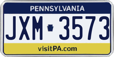 PA license plate JXM3573