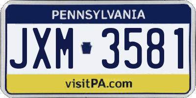 PA license plate JXM3581