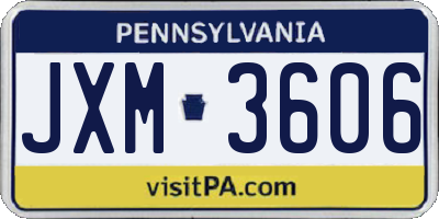 PA license plate JXM3606