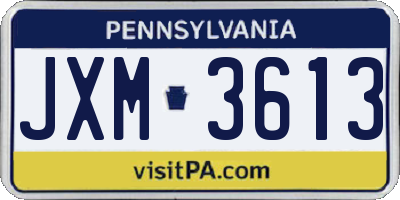 PA license plate JXM3613