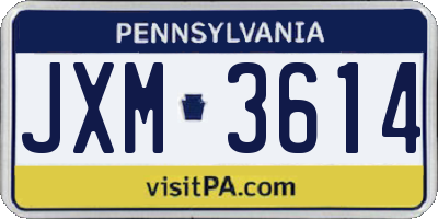 PA license plate JXM3614