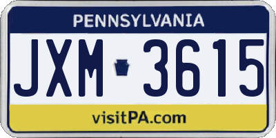 PA license plate JXM3615