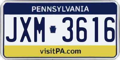 PA license plate JXM3616