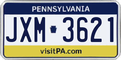 PA license plate JXM3621