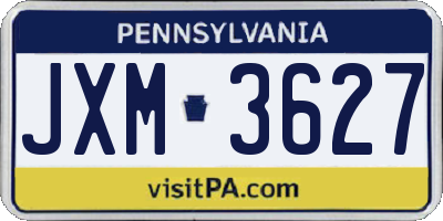 PA license plate JXM3627