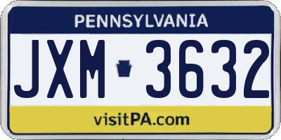 PA license plate JXM3632