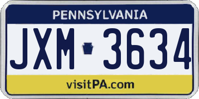 PA license plate JXM3634