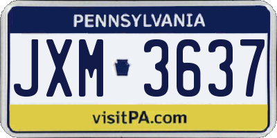 PA license plate JXM3637