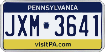 PA license plate JXM3641