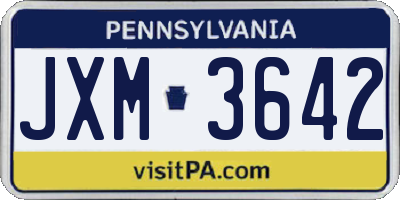 PA license plate JXM3642