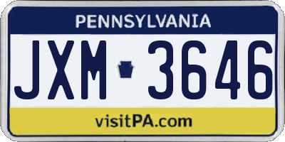 PA license plate JXM3646
