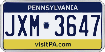 PA license plate JXM3647