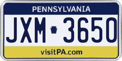 PA license plate JXM3650