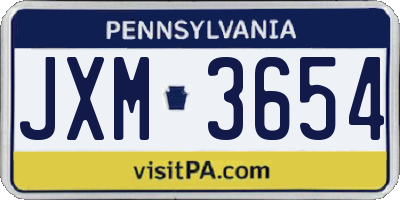PA license plate JXM3654