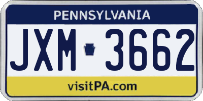 PA license plate JXM3662