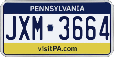 PA license plate JXM3664