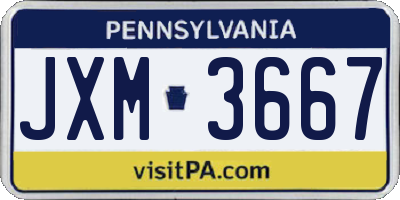 PA license plate JXM3667