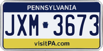 PA license plate JXM3673