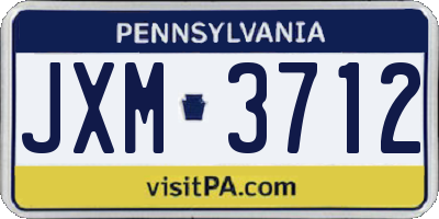 PA license plate JXM3712