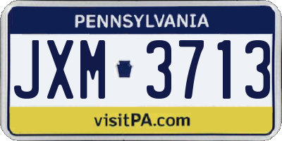 PA license plate JXM3713