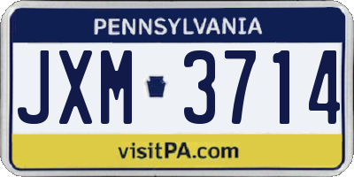 PA license plate JXM3714