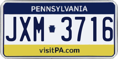 PA license plate JXM3716