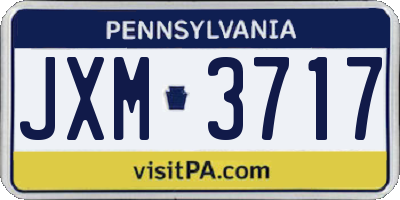 PA license plate JXM3717
