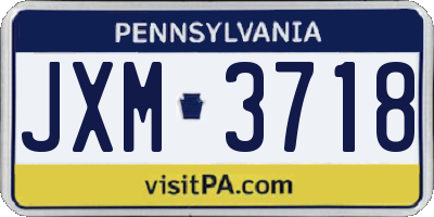 PA license plate JXM3718