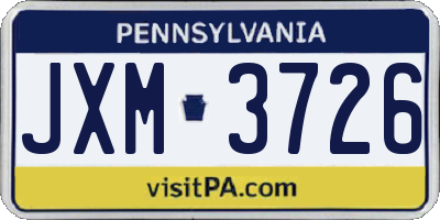 PA license plate JXM3726