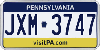 PA license plate JXM3747