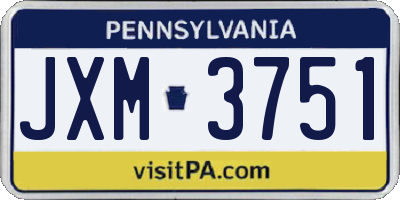 PA license plate JXM3751