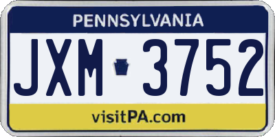 PA license plate JXM3752