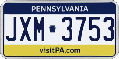 PA license plate JXM3753