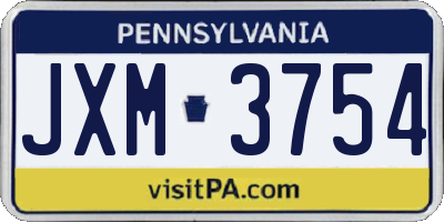 PA license plate JXM3754