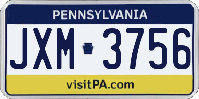 PA license plate JXM3756