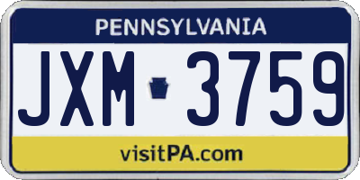 PA license plate JXM3759
