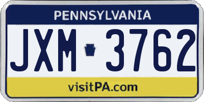 PA license plate JXM3762