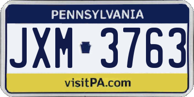 PA license plate JXM3763