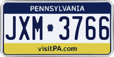 PA license plate JXM3766