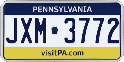 PA license plate JXM3772