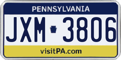 PA license plate JXM3806