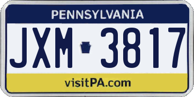 PA license plate JXM3817