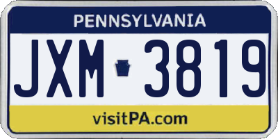 PA license plate JXM3819
