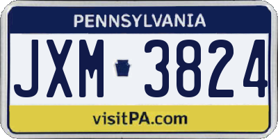 PA license plate JXM3824