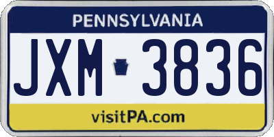 PA license plate JXM3836