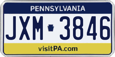 PA license plate JXM3846