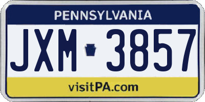 PA license plate JXM3857